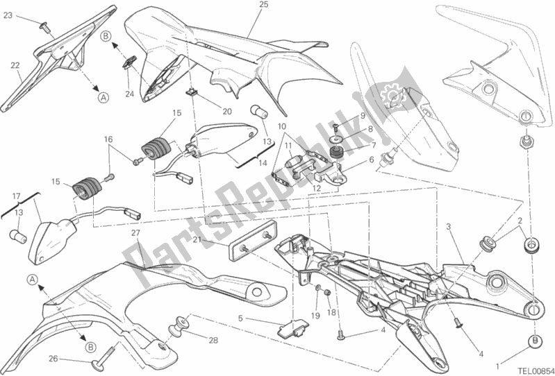 Todas las partes para 28b - Soporte De Placa de Ducati Monster 821 Stripes 2015